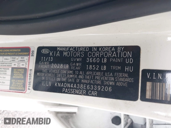 2014 Kia Rio EX z VIN KNADN4A38E6339206, wystawiony jako IAAI lot #41972283 z przebiegiem 95 993 mil mil oraz . Historia ofert i sprzedaży dostępna na DreamBid. Obrazek 9.