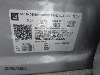 2020 Chevrolet Trax LS with VIN 3GNCJKSB2LL326823, listed as a IAAI auction lot 42103386 with 33,241 mi miles and . Bid and sale history available at carsss.com. Image 9.