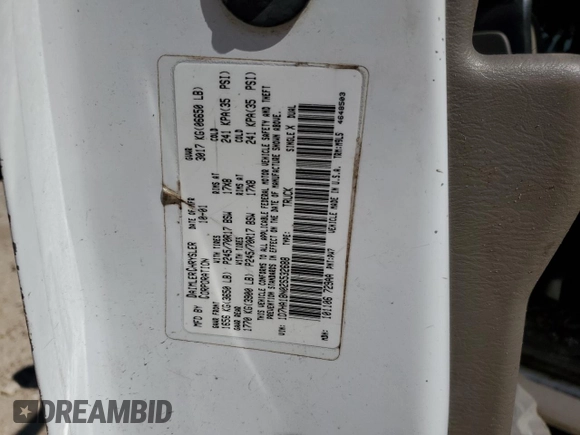 2002 Dodge 1500 with VIN 1D7HA18N02S532688, listed as a Copart auction lot 54072395 with 186,296 mi miles and Salvage title. Bid and sale history available at DreamBid. Image 12.