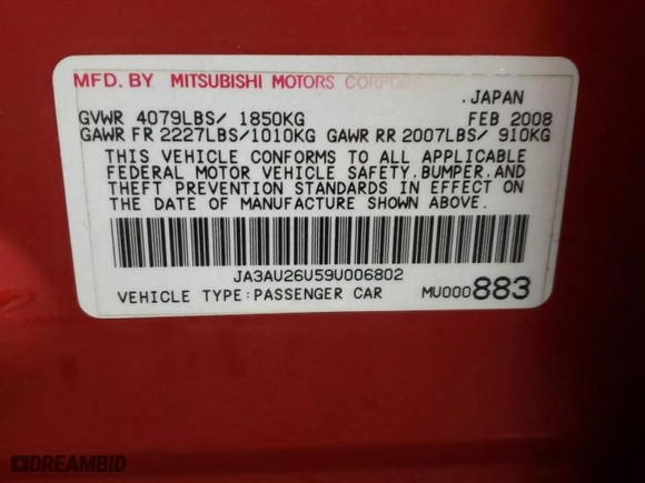 2009 Mitsubishi Lancer ES with VIN JA3AU26U59U006802, listed as a Copart auction lot 45545805 with 174946 miles and Salvage Title. Bid and sale history available at carsss.com. Image 13.
