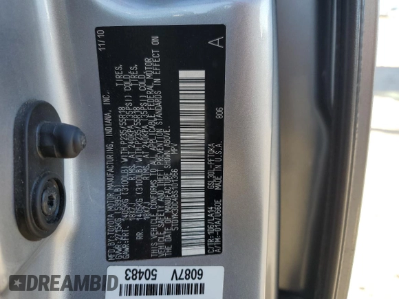 2011 Toyota Sienna XLE AAS with VIN 5TDYK3DC4BS101366, listed as a Copart auction lot 45296075 with 261,950 mi miles and Salvage Title. Bid and sale history available at carsss.com. Image 14.