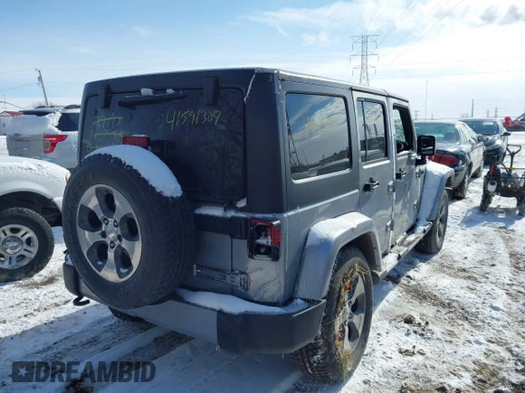 2018 Jeep Wrangler JK Unlimited Sahara with VIN 1C4HJWEG9JL801714, listed as a IAAI auction lot 41591307 with 79,201 mi miles. Bid and sale history available at carsss.com. Image 4.