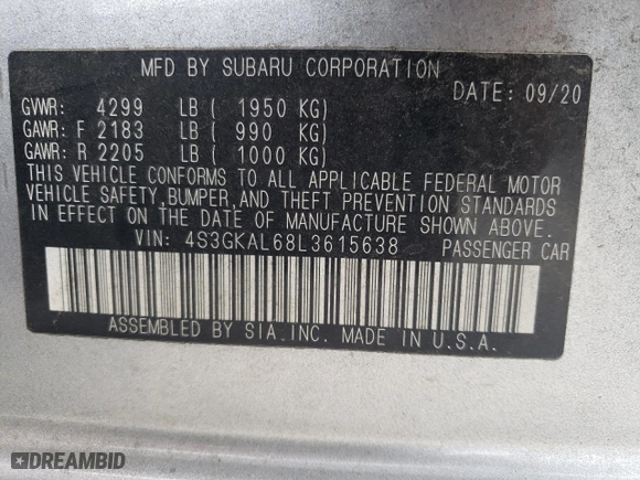 2020 Subaru Impreza Sport with VIN 4S3GKAL68L3615638, listed as a Copart auction lot 77889574 with 61,994 mi miles and Salvage Title. Bid and sale history available at carsss.com. Image 14.