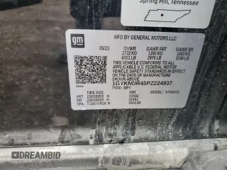 2023 Cadillac XT5 AWD Premium Luxury with VIN 1GYKNDR45PZ224937, listed as a Copart auction lot 57599125 with 12,905 mi miles and Salvage title. Bid and sale history available at DreamBid. Image 13.
