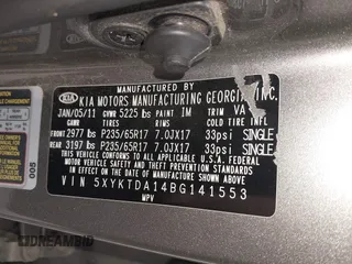 2011 Kia Sorento LX with VIN 5XYKTDA14BG141553, listed as a IAAI auction lot 42190896 with 212,690 mi miles and . Bid and sale history available at carsss.com. Image 9.