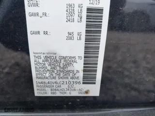 2020 Nissan Altima 2.5 SV with VIN 1N4BL4DV6LC210396, listed as a IAAI auction lot 41829883 with 63,274 mi miles. Bid and sale history available at carsss.com. Image 9.