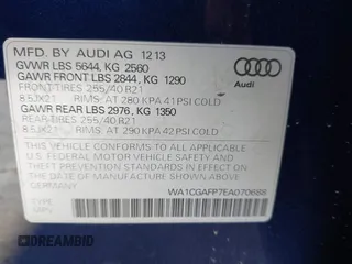 2014 Audi SQ5 Premium Plus with VIN WA1CGAFP7EA070688, listed as a IAAI auction lot 42229193 with 109,684 mi miles and . Bid and sale history available at DreamBid. Image 9.