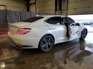 2023 Genesis G70 3.3T z VIN KMTG54TE1PU132414, wystawiony jako Copart lot #57120935 z przebiegiem 22 360 mil mil oraz Szkoda całkowita • Salvage title. Historia ofert i sprzedaży dostępna na DreamBid. Obrazek 3.
