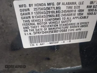 2014 Acura MDX with VIN 5FRYD4H25EB012088, listed as a IAAI auction lot 42510135 with 81,786 mi miles and . Bid and sale history available at DreamBid. Image 9.