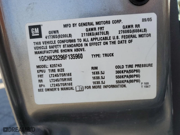 2006 Chevrolet Silverado 2500HD Work Truck with VIN 1GCHK23296F135960, listed as a Copart auction lot 46772585 with 77,046 mi miles and Salvage Title. Bid and sale history available at carsss.com. Image 12.