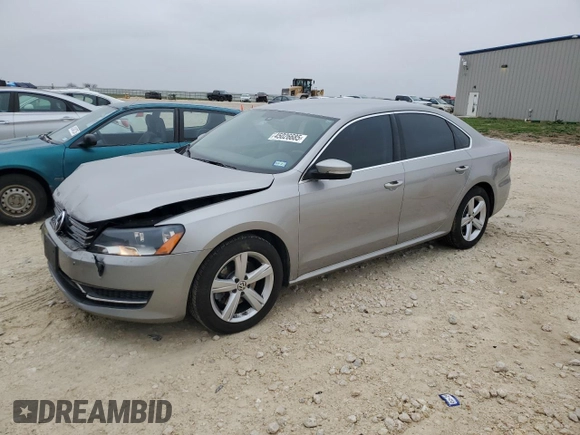 2013 Volkswagen Passat SE with VIN 1VWBH7A37DC001182, listed as a Copart auction lot 45026685 with 116,967 mi miles and Salvage Title. Bid and sale history available at carsss.com. Image 1.