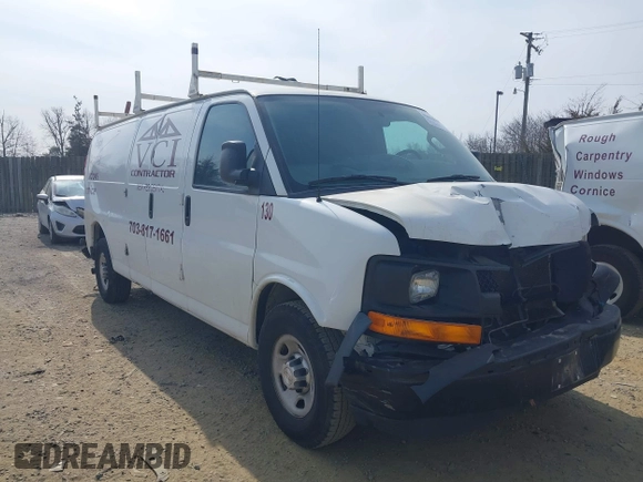 2017 Chevrolet Express Cargo Van with VIN 1GCZGHFG5H1349912, listed as a IAAI auction lot 41638800 with 126,262 mi miles. Bid and sale history available at carsss.com. Image 1.