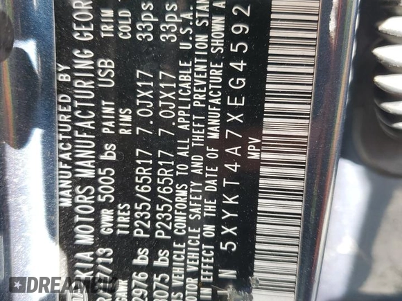 2014 Kia Sorento LX with VIN 5XYKT4A7XEG459296, listed as a Copart auction lot 78542994 with Not Provided miles and Clean Title. Bid and sale history available at carsss.com. Image 13.