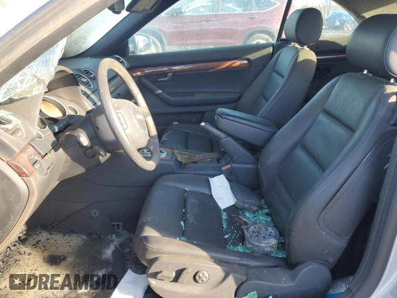 2005 Audi A4 3.0L with VIN WAUDT48H55K017900, listed as a Copart auction lot 42947015 with 0 mi miles and Salvage Title. Bid and sale history available at carsss.com. Image 7.
