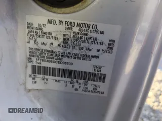 2012 Ford F-350 XL with VIN 1FT8X3B6XCED08530, listed as a Copart auction lot 81821204 with 296,182 mi miles and Salvage title. Bid and sale history available at DreamBid. Image 12.