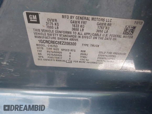 2014 Chevrolet Silverado 1500 LT with VIN 1GCRCREC8EZ208300, listed as a IAAI auction lot 42134223 with 69,092 mi miles and . Bid and sale history available at DreamBid. Image 9.