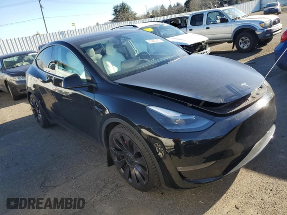 2021 Tesla Model Y Performance with VIN 5YJYGDEF9MF240125, listed as a Copart auction lot 88495425 with 45,829 mi miles and Salvage Title. Bid and sale history available at DreamBid. Image 4.