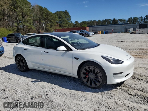 2023 Tesla Model 3 Performance with VIN 5YJ3E1ECXPF551216, listed as a Copart auction lot 49398655 with 34,903 mi miles and Salvage Title. Bid and sale history available at carsss.com. Image 4.