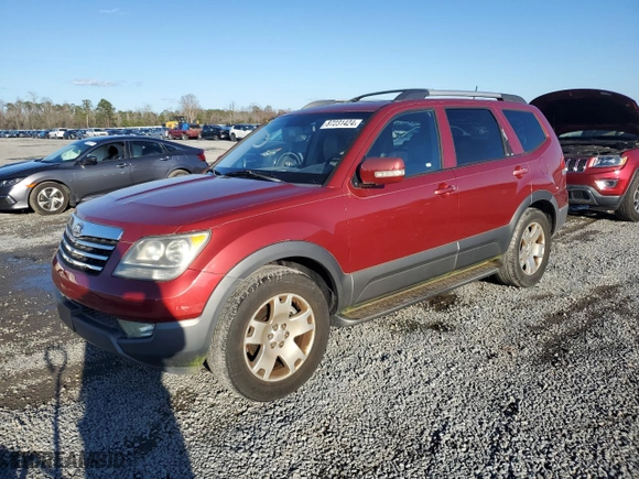 2009 Kia Borrego EX with VIN KNDJH741395022566, listed as a Copart auction lot 87231424 with 104,640 mi miles and Clean Title. Bid and sale history available at carsss.com. Image 1.