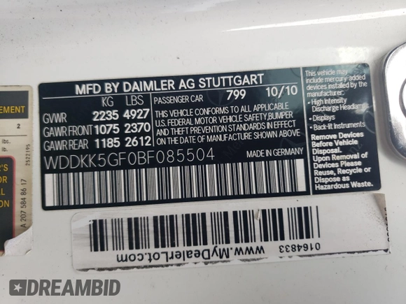 2011 Mercedes-Benz E 350 с VIN WDDKK5GF0BF085504, выставлен на аукционе Copart как лот 87591645 с пробегом 139 792 миль миль и Чистый • Clean title. История ставок и продаж доступна на DreamBid. Изображение 12.
