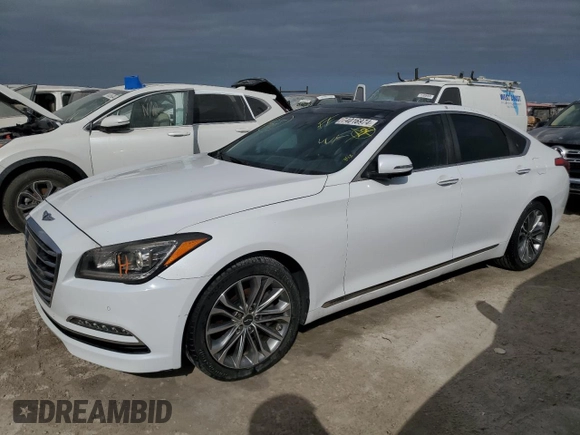 2017 Genesis G80 3.8L with VIN KMHGN4JE8HU174755, listed as a Copart auction lot 74016974 with 0 mi miles and Non Repairable. Bid and sale history available at carsss.com. Image 1.