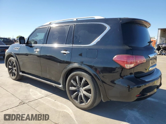 2012 Infiniti QX56 7-passenger with VIN JN8AZ2NF8C9515240, listed as a Copart auction lot 80625364 with 106,945 mi miles and Clean Title. Bid and sale history available at carsss.com. Image 2.