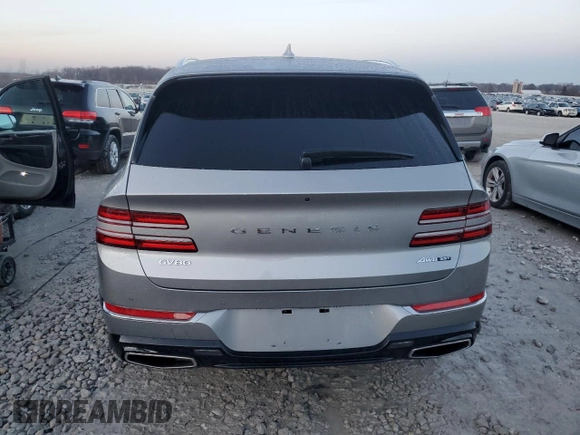 2023 Genesis GV80 with VIN KMUHCESC2PU107680, listed as a Copart auction lot 86372724 with 58,678 mi miles and Salvage Title. Bid and sale history available at carsss.com. Image 6.