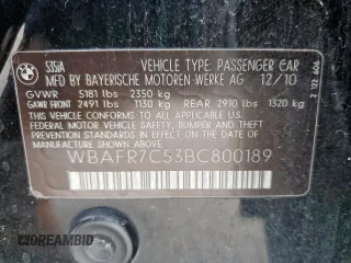 2011 BMW 5 Series 535i z VIN WBAFR7C53BC800189, wystawiony jako Copart lot #56293035 z przebiegiem 201 440 mil mil oraz Szkody całkowita. Historia ofert i sprzedaży dostępna na DreamBid. Obrazek 12.