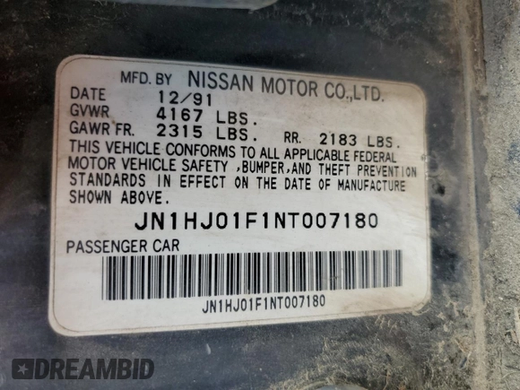 1992 Nissan Maxima с VIN JN1HJ01F1NT007180, выставлен на аукционе Copart как лот 71271334 с пробегом 252 299 миль миль и Чистый • Clean title. История ставок и продаж доступна на DreamBid. Изображение 12.