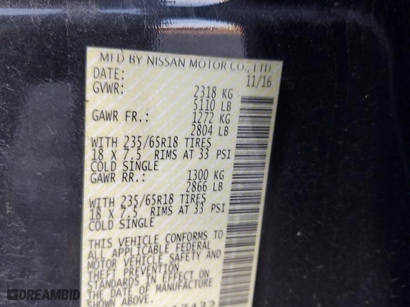 2017 Nissan Murano SL with VIN 5N1AZ2MGXHN117432, listed as a Copart auction lot 88562565 with 88,391 mi miles and Salvage Title. Bid and sale history available at carsss.com. Image 15.