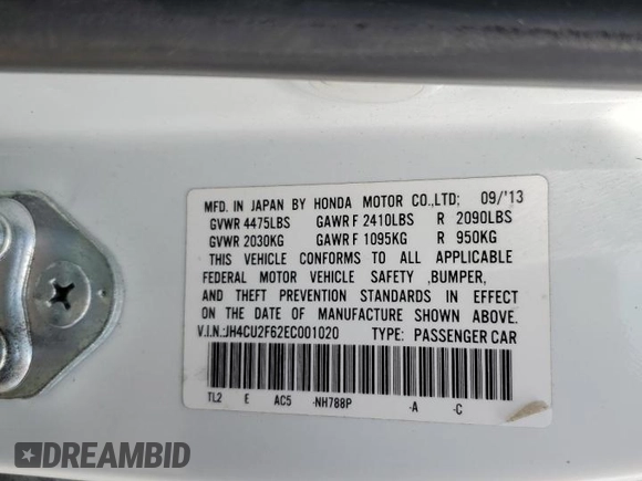 2014 Acura TSX Technology with VIN JH4CU2F62EC001020, listed as a Copart auction lot 54243495 with 117,227 mi miles and Salvage title. Bid and sale history available at DreamBid. Image 12.