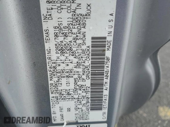 2011 Toyota Tacoma with VIN 5TFUU4EN7BX017972, listed as a Copart auction lot 53017515 with 90,065 mi miles and Salvage title. Bid and sale history available at DreamBid. Image 12.