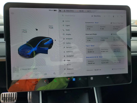 2018 Tesla Model 3 Long Range Battery with VIN 5YJ3E1EA2JF004298, listed as a Copart auction lot 52545975 with 58,267 mi miles and Salvage Title. Bid and sale history available at carsss.com. Image 9.
