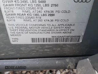 2023 Audi Q5 S line Premium with VIN WA1GAAFY4P2045059, listed as a Copart auction lot 42272075 with 14,784 mi miles and Salvage Title. Bid and sale history available at carsss.com. Image 12.