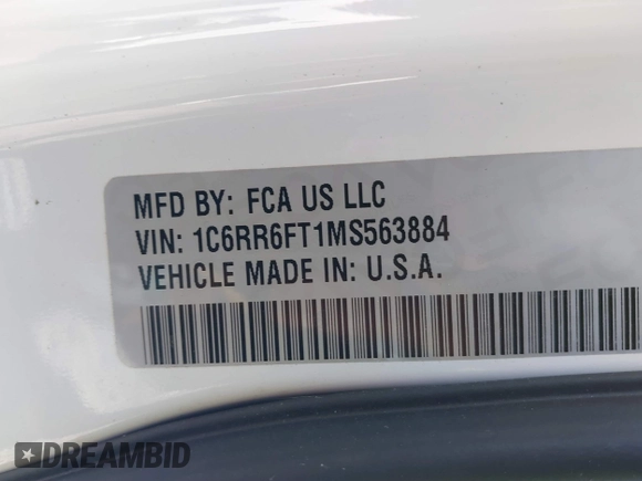 2021 Ram 1500 Tradesman with VIN 1C6RR6FT1MS563884, listed as a IAAI auction lot 40627614 with 64,269 mi miles and . Bid and sale history available at DreamBid. Image 9.