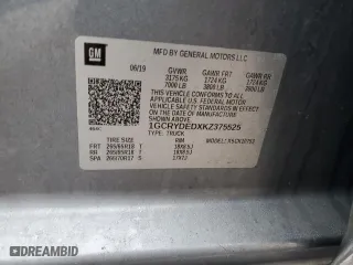 2019 Chevrolet Silverado 1500 LT with VIN 1GCRYDEDXKZ375525, listed as a Copart auction lot 46784745 with 0 mi miles and Salvage Title. Bid and sale history available at carsss.com. Image 13.