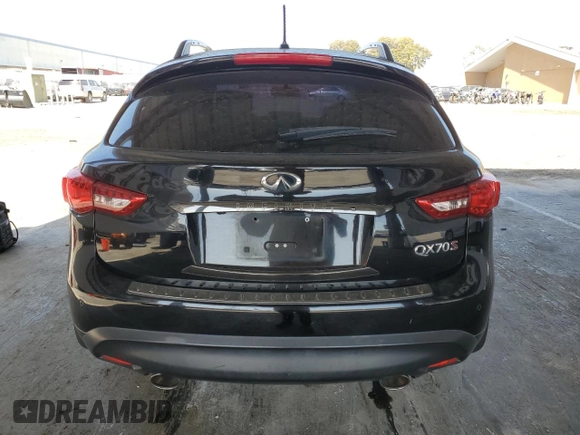 2015 Infiniti QX70 with VIN JN8CS1MW9FM482212, listed as a Copart auction lot 60725875 with 116,372 mi miles and Salvage title. Bid and sale history available at DreamBid. Image 6.