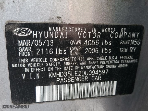 2013 Hyundai Elantra GT with VIN KMHD35LE2DU094597, listed as a Copart auction lot 52220545 with 48,068 mi miles and Salvage Title. Bid and sale history available at carsss.com. Image 13.
