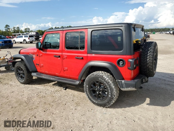2022 Jeep Wrangler Unlimited Willys with VIN 1C4HJXDN7NW237703, listed as a Copart auction lot 76091794 with Not Provided miles and Non Repairable. Bid and sale history available at DreamBid. Image 2.