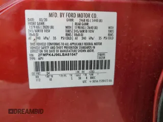 2020 Ford Edge SEL with VIN 2FMPK4J96LBA81047, listed as a Copart auction lot 60269905 with 89,048 mi miles and Salvage title. Bid and sale history available at DreamBid. Image 13.