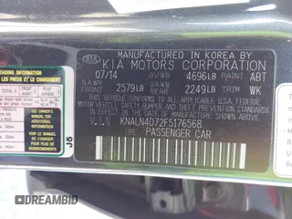 2015 Kia Cadenza Premium with VIN KNALN4D72F5176568, listed as a IAAI auction lot 41755575 with 117,780 mi miles. Bid and sale history available at carsss.com. Image 9.