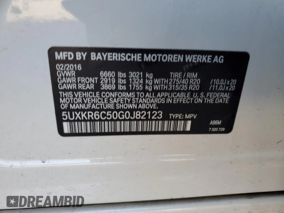 2016 BMW X5 xDrive50i with VIN 5UXKR6C50G0J82123, listed as a Copart auction lot 45475365 with 157,212 mi miles and Salvage Title. Bid and sale history available at carsss.com. Image 15.