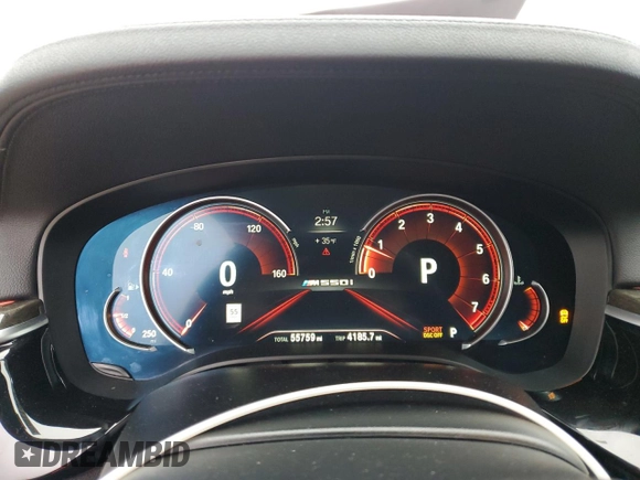 2018 BMW 5 Series M550i xDrive with VIN WBAJB9C56JB049524, listed as a Copart auction lot 43511805 with 55,759 mi miles and Salvage title. Bid and sale history available at DreamBid. Image 9.