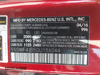 2016 Mercedes-Benz C 300 with VIN 55SWF4JB5GU156044, listed as a IAAI auction lot 41701191 with 77,056 mi miles and . Bid and sale history available at DreamBid. Image 9.