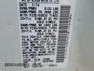 2014 Nissan Murano SL with VIN JN8AZ1MU6EW419170, listed as a Copart auction lot 49162565 with 104,630 mi miles and Salvage Title. Bid and sale history available at carsss.com. Image 13.