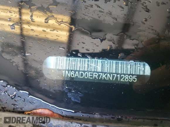 2019 Nissan Frontier SV with VIN 1N6AD0ER7KN712895, listed as a Copart auction lot 58810345 with 77,941 mi miles and Salvage title. Bid and sale history available at DreamBid. Image 12.