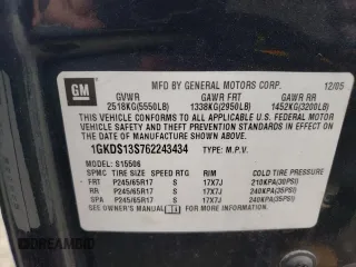 2006 GMC Envoy SLE with VIN 1GKDS13S762243434, listed as a Copart auction lot 49508625 with 192,860 mi miles and Salvage Title. Bid and sale history available at carsss.com. Image 13.