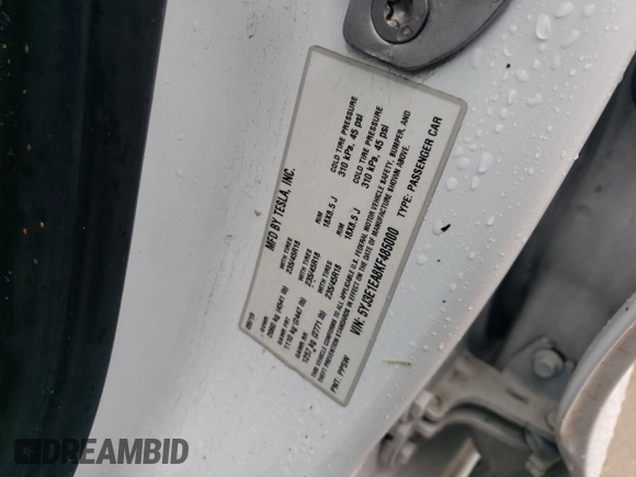 2019 Tesla Model 3 Mid Range with VIN 5YJ3E1EA8KF485000, listed as a Copart auction lot 42934895 with 70,850 mi miles and Salvage Title. Bid and sale history available at DreamBid. Image 15.