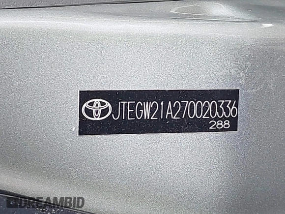 2007 Toyota Highlander Hybrid with VIN JTEGW21A270020336, listed as a IAAI auction lot 42101720 with 206,279 mi miles. Bid and sale history available at carsss.com. Image 9.