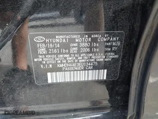 2014 Hyundai Elantra SE with VIN KMHDH4AE3EU134475, listed as a IAAI auction lot 41813247 with 107,889 mi miles. Bid and sale history available at carsss.com. Image 9.